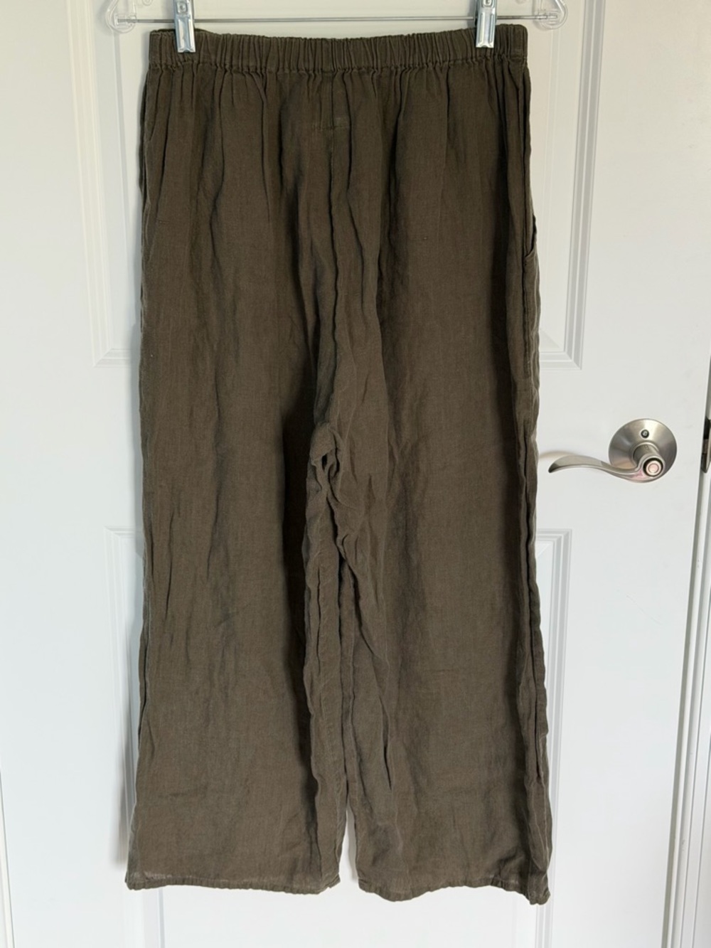 FLAX by Jeanne Engelhart Brown Linen Wide-Leg Pants Medium 39701 - Picture 5 of 10
